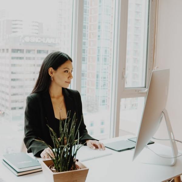 Woman sat at a desk